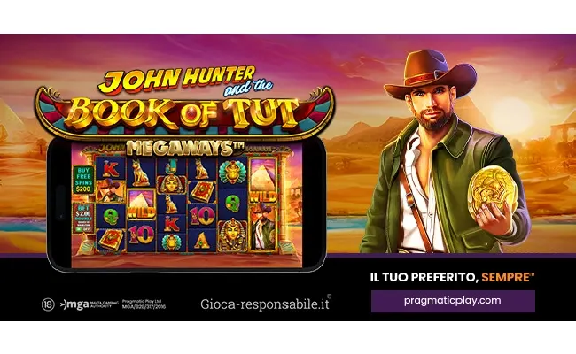Giochi, Pragmatic Play annuncia l’uscita di John Hunter and The Book of Tut Megaways: in esclusiva per il mercato italiano dal 12 ottobre su Leo Vegas