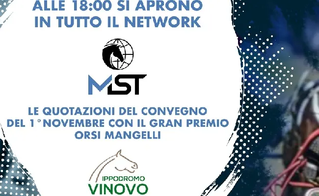 Ippica: dalle ore 18 apertura delle quote per le corse all'ippodromo di Vinovo di mercoledì 1° novembre